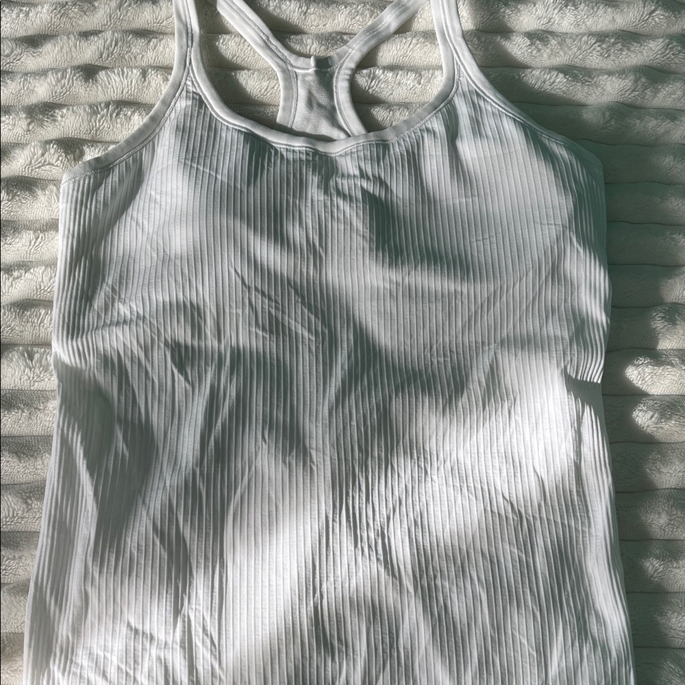 lululemon athletica White Ribbed Racerback Tank